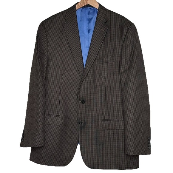 Chaps Ralph Lauren Mens 44L Blazer Brown Beige Check Tweed‎ Sport Coat Preppy - Picture 1 of 5